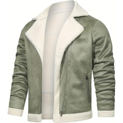 Veste Pu pour Homme - Veste Chic en Faux Cuir - pour Automne & Hiver - Élégante & Chaude - Cadeau Parfait pour Homme XXL vert