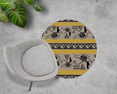 Coloray Vloerbeschermer - Egyptische hiërogliefen Stoel Mat - 100x100 cm - Veelkleurig Bureaustoelmat - Vloerbeschermer Vinyl - Mótif Vloerbeschermer - Ronde Mat - Etnische Thema