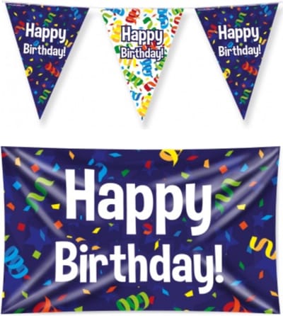 Happy birthday versiering pakket – vlag – gevelvlag – jarig - paperdreams