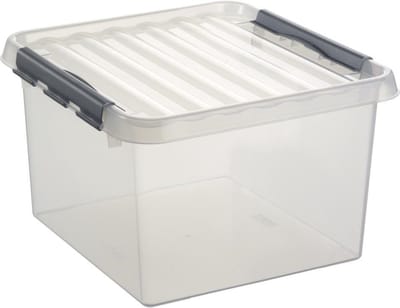 Sunware Q-Line opbergbox 26L - 40x40x26 cm - Transparant/Metaal