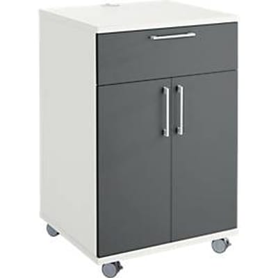 Kast Catering caddy - met koelvak en uitklapvak - B 650 x D 600 x H 1000 mm - zonder koelbox -  grijs en wit