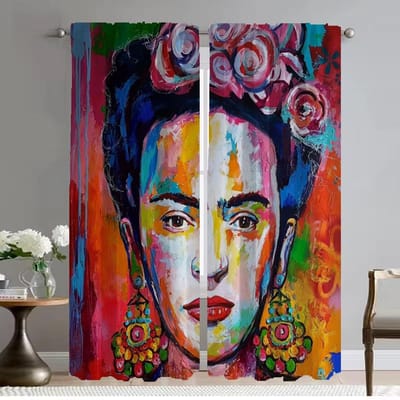 Keukengordijnen voor Woonkamer Gordijn voor Kamer 2 Panel F-kahlo Home Interieurgordijnen Shades Scheidingswand Halloween Decoratie W50xH70cmx2pcs-CL black