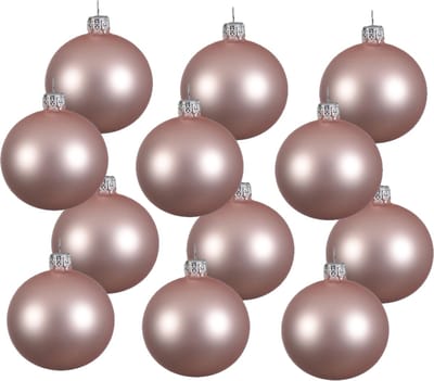 Decoris kerstballen - 12x - lichtroze - 8 cm - glas - mat - velvet - kerstversiering