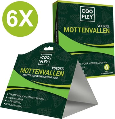 Mottenval Set Van 6 Stuks – Alternatief Voor Mottenballen - Voedselmottenval – Meelmotten Val – Motten – Feromoonval Voedselmot – Mottenvallen Signaleren