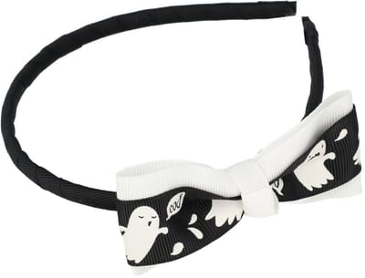 Haarsoires Haarband Diadeem Kind – Strikje Halloween – Spookje – Zwart Wit