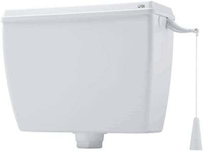Witte Hoge Spoelbak met Deksel voor Toilet en Badkamer