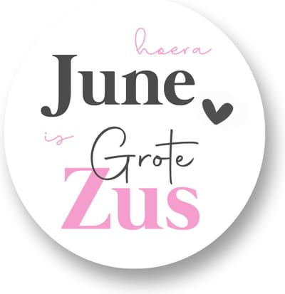 25x Sluitsticker Hoera naam is grote zus - Roze - Sticker met naam - 40 mm - Geboorte Sticker - Sluitzegel - Baby nieuws - Trakteren Zus Basisschool Kinderdagverblijf - Sluitstickers Pimp Studio