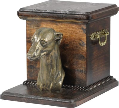 Elegante urn voor hondenas met whippet-buste, uniek en stijlvol