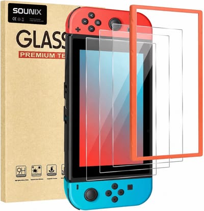 Sounix Screenprotector voor Nintendo Switch 1 - 3 Stuks Gehard Glas - Tempered Glass met Montageframe - Krasbestendige Schermbeschermer