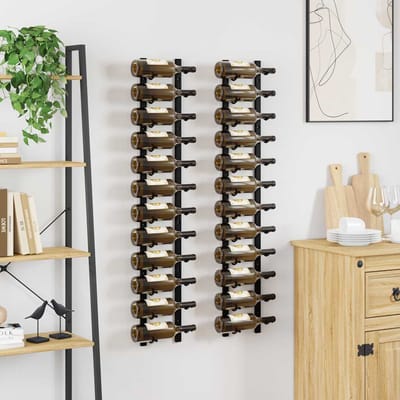 vidaXL - Wijnrekken - wandmontage - voor - 12 - flessen - 2 - st - ijzer - zwart