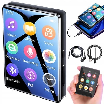 Bluetooth MP3-speler - 2.4" Touchscreen & Bluetooth 5.0 - 67×48×10mm - HiFi-geluid & 12u Batterij - Met FM-radio - Voor Studenten & Onderweg