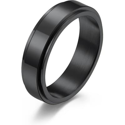 Eenvoudige effen gegraveerde roestvrijstalen gladde draaiende dynamische ring met belettering 9# gray