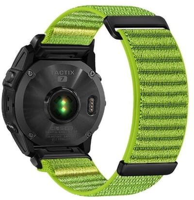 By Qubix - Geschikt voor Garmin bandje - 26mm Quickfit - Nylon Sport Loop bandje - Groen - Geschikt voor Garmin Epix Pro Gen 2 (51mm) / Quatix 7X / 6X & Tactix 7 (pro)