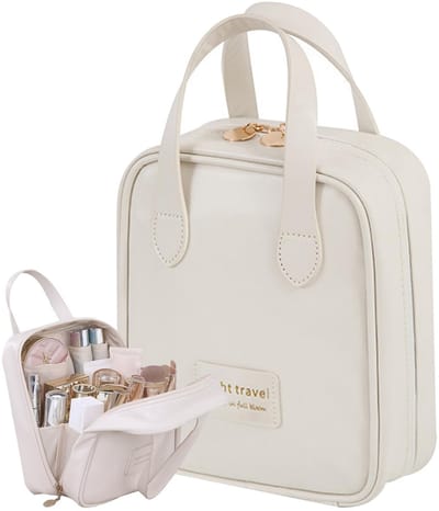 JHUBERS- Make-uptas Waterdicht - Make-uptas met Spiegel - Make-uptas Dames Klein - Make-uptas van PU-leer - Make-uptas met Ritssluiting - Handvat voor Gemakkelijk Draagcomfort - Cosmetica Tas