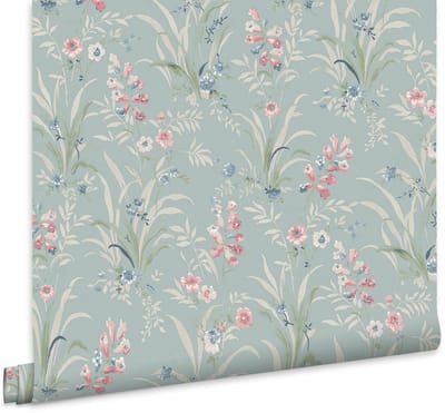 Laura Ashley Mosedale Posy Behang - Bloemen - 10mx52cm - Blauw