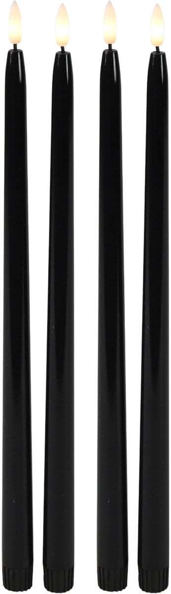 Countryfield LED dinerkaarsen extra lang - 4x st- zwart - 38 cm - met afstandsbediening