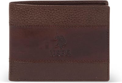 U.S. POLO ASSN. Leren Portemonnee Horizontal Wallet with Coin and Flap Brown Bruine