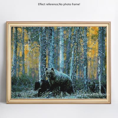 Broderie Diamant 5D DIY Animal Peinture Diamant Ronde Complète Ours Mosaïque Image 20X30CM gray