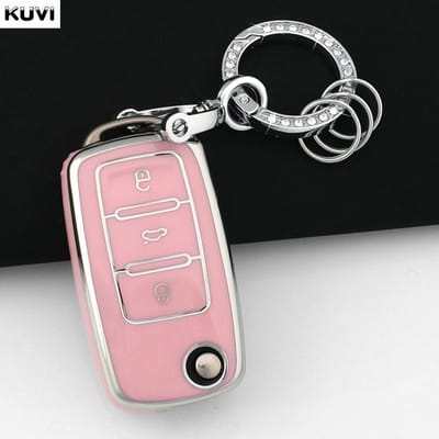 Roze TPU Auto Sleutelhoesje Cover Voor Vw Volkswagen Polo Tiguan Passat B5 B6 B7 Golf 4 5 6 Mk6 Jetta Lavida Voor Skoda Octavia Sleutelhanger gray