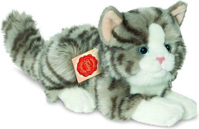 Knuffel Kat Grijs Getijgerd Liggend Klein