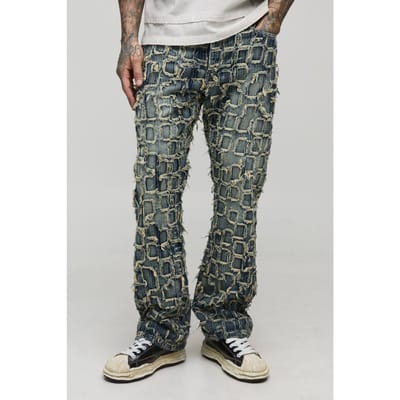 Lange Slanke Uitlopende Distressed Gewassen Jeans | Antique Wash | Size 32