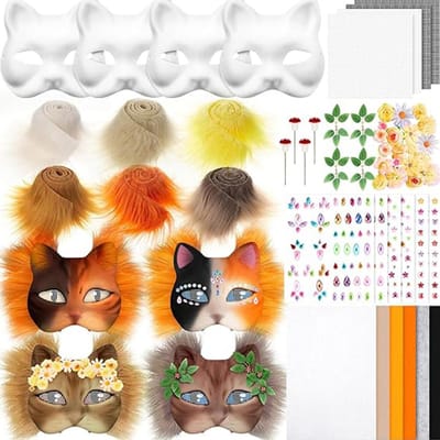 Therian Masker Kit Blanco Maskers Halve Gezicht Handgetekend Dier Kat Vos Masker Diy Handgemaakt Graffiti Halve Gezichtsmasker Feestcadeaus beige