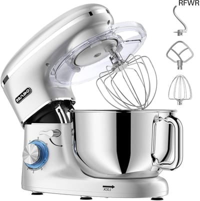 RFWR® Krachtige 1500W Keukenmachine met 6.5QT Kom - Multifunctionele Elektrische Mixer voor Kneden en Bakken