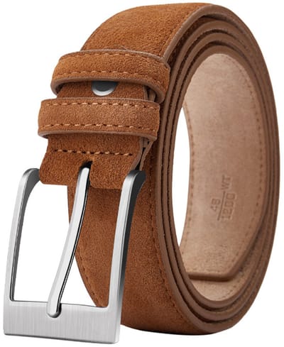 Sorprese Riem Heren - Cognac Bruin - Suède - 105 cm - Broekriem - Inkortbaar - Verstelbaar