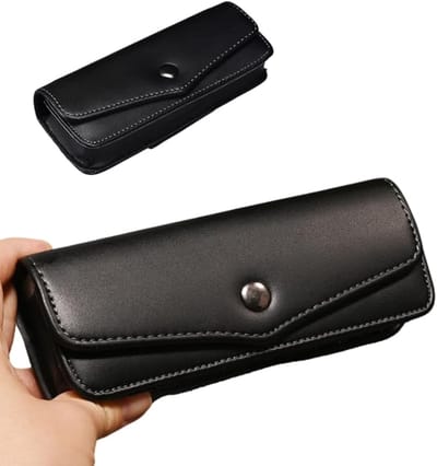 1 Stuks PU leren brillenkoker, brillenkoker die een riem kan dragen, draagbare brillenkoker, ideaal voor reizen en dagelijks gebruik - Zwart - Cyslmuk®