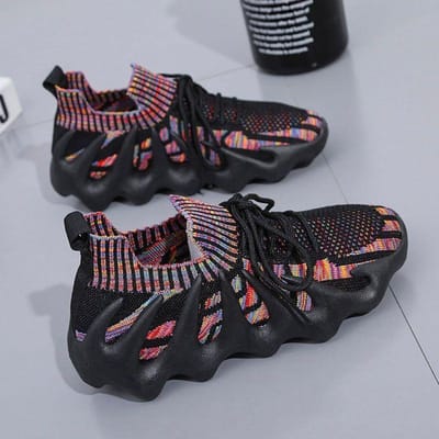 Herfst en winter Nieuwe Octopus Sock Schoenen Dames Ademend Mesh Surface Flying Woven Surface Volcanic Damesschoenen Hardloopschoenen voor dames 37 gray