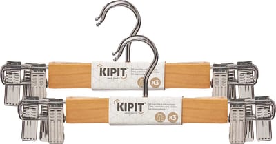 Kipit - broeken/rokken kledinghangers - set 6x stuks - lichtbruin - 28 cm - Kledingkast hangers/kleerhangers/broekhangers
