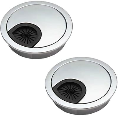 Dailygoods- Kabeldoorvoer 60mm - 2 Stuks - Zinklegering - Antislip - Duurzaam - Organisatie van Kabels - Kabeldoorvoerpunt
