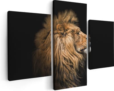 Artaza Canvas Schilderij Drieluik Leeuw - Leeuwenkop - 90x60 - Foto Op Canvas - Canvas Print