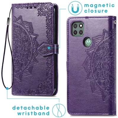 imoshion Hoesje - Geschikt voor Motorola Moto G9 Power - Mandala Bookcase - Paars