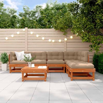 vidaXL - Tuin - loungeset - 7 - st - Wasbruin - Massief - grenenhout