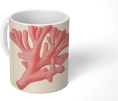 Mok - Koffiemok - Koraal - Stipjes - Roze - Mokken - 350 ML - Beker - Koffiemokken - Theemok