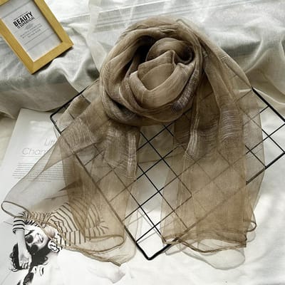 Écharpe en Chanvre et Soie de Mûrier Bleue Fine pour Femme Automne Polyvalente Élégante Littéraire Châle en Soie et Chanvre 200-75cm black