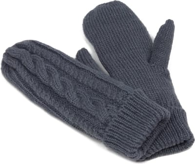 Winter handschoenen donkergrijs - wanten voor dames - one size - grijze wanten - gebreid - STUDIO Ivana