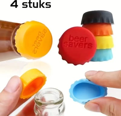 DW4Trading Herbruikbare Siliconen Bierfles Afsluit Dopjes Set van 4 Stuks - Flessenstop - Beer Savers - Diverse Kleuren