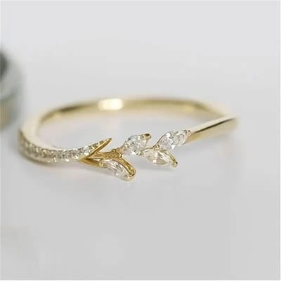 Mode Roségoud Kleur Bladeren Ring Voor Vrouwen Bruiloft Feest Delicate Vingerring Inleg Kristal Zirkonia Ring Feest Sieraden 12