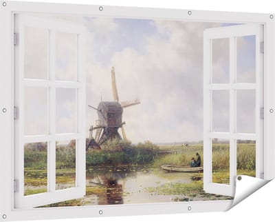 Gards Tuinposter Doorkijk In ’t Gein bij Abcoude - Willem Roelofs - 150x100 cm - Tuindoek - Tuindecoratie - Wanddecoratie buiten - Tuinschilderij