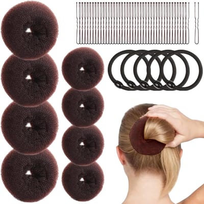 Haar Donut Set - Kapsel Tools - Kapsels Maken - Complete Styling Kit - Verschillende Maten - Zwart Beige Koffie