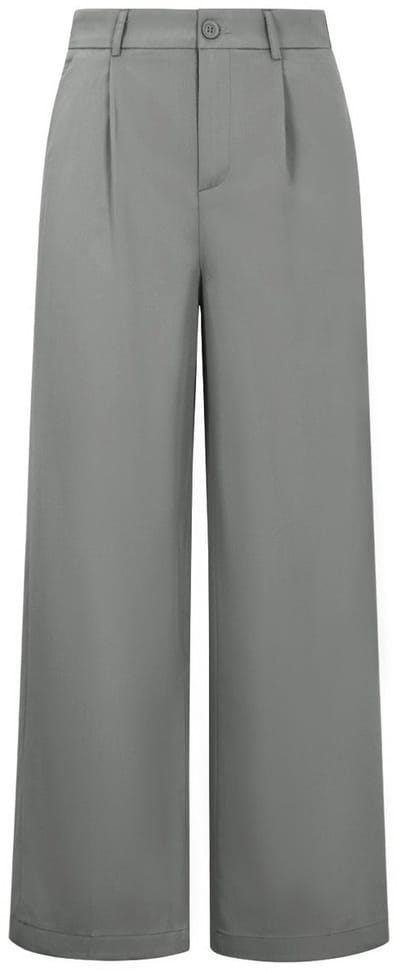 Comfortabele Geweven Polyester Damesbroek met Rechte Pijpen - Donkergrijs - Maat S