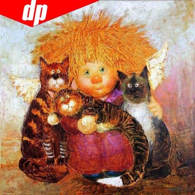 Peinture Diamant 5D DIY Dessin Animé & Chat Broderie Diamant Point de Croix Rond 25x25