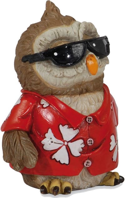 Wisdom friends uiltjes - Beeldjes van beroepen en sporten Uiltje beach boy - hoogte 7 cm - handgeschilderd - verzameling / sport cadeautjes / beroepen cadeautjes
