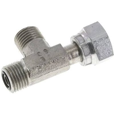 UNF 9/16''-18 F/M Verzinkt Stalen T-stuk ORFS met wartelmoer 630 Bar - Hydrauliek - FL3T-FM-EZ-009U