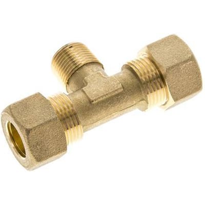R 3/8'' Mannelijk X 14mm Messing T-Stuk Knelfitting 89 Bar DIN EN 1254-2