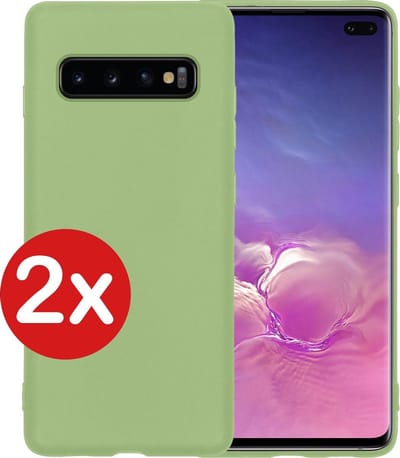 Hoesje - 2 Stuks - Geschikt voor Samsung Galaxy S10 - Sterk & Shockproof - Telefoonhoes - Back Cover - Case Siliconen - Telefoon Hoes - Groen