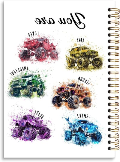 Monster Trucks Notitieboek - Spiraal Schrijfblok - Dagelijks Schrijven - Dubbele Spiraalbinding - 55 x 83 inch - Niet gespecificeerd