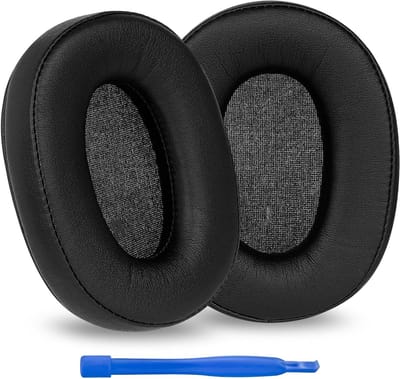 SnelShoppen - Vervangende Oorkussens voor Hoofdtelefoon, Earcushions van Echte Leer, Zwart, Geschikt voor ATH-M50X, ATH-M50XBT, ATH-M60X, ATH-M50xBT2,